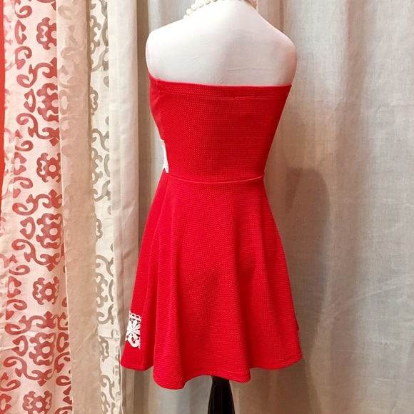 Red & White/Ivory Mini Dress - Picture 3 of 7